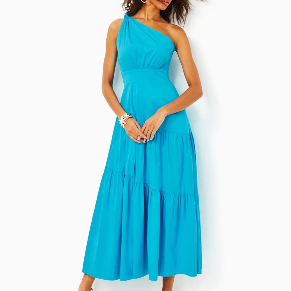 Lilly Pulitzer Blue Asymmetrical Tiered Sundress